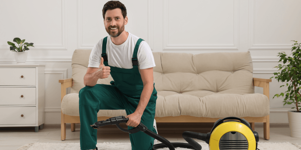 Green White Bold Cleaning Service Promotion Landscape Banner 1