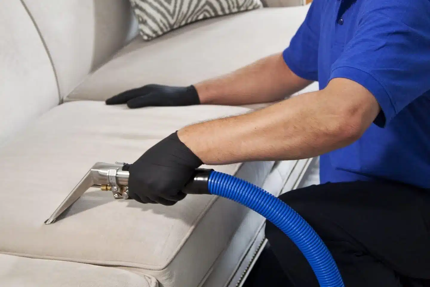 Professional upholstery cleaning of a fabric chair in a Doncaster home